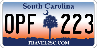 SC license plate OPF223