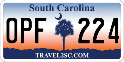 SC license plate OPF224