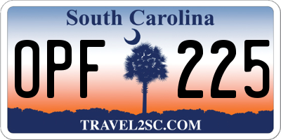 SC license plate OPF225