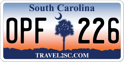 SC license plate OPF226