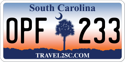SC license plate OPF233