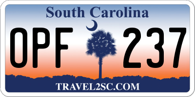 SC license plate OPF237