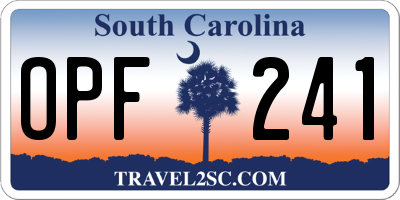 SC license plate OPF241