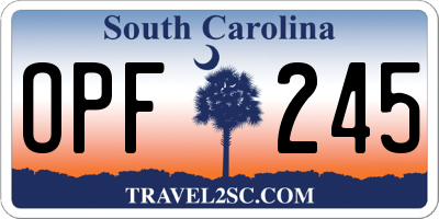 SC license plate OPF245