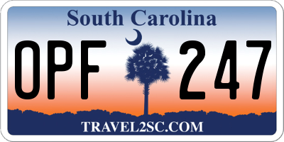 SC license plate OPF247