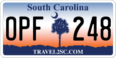 SC license plate OPF248