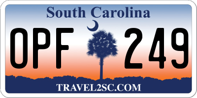 SC license plate OPF249