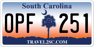 SC license plate OPF251
