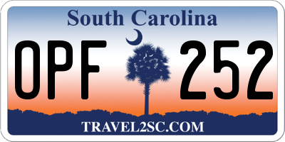 SC license plate OPF252