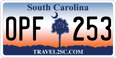 SC license plate OPF253