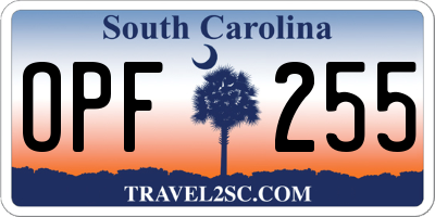 SC license plate OPF255