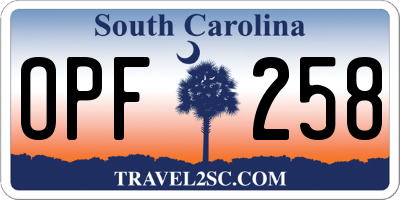 SC license plate OPF258