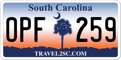 SC license plate OPF259