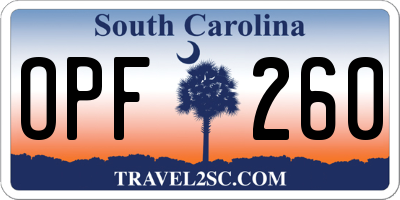 SC license plate OPF260