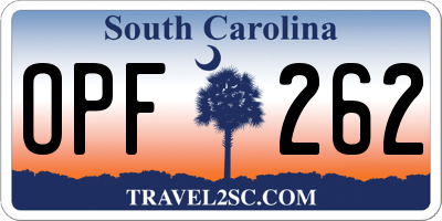 SC license plate OPF262