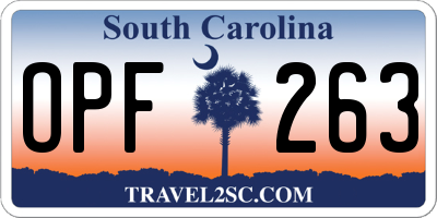SC license plate OPF263