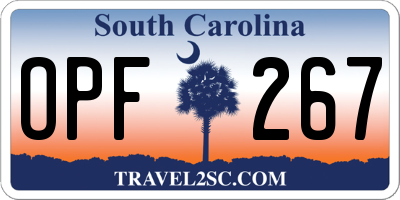 SC license plate OPF267