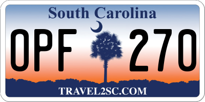 SC license plate OPF270