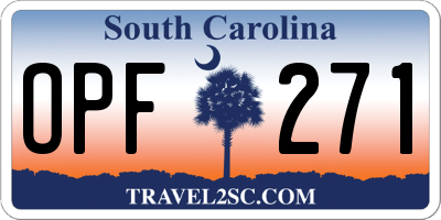 SC license plate OPF271