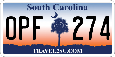 SC license plate OPF274