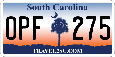 SC license plate OPF275