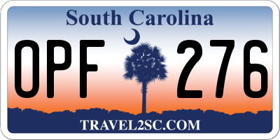 SC license plate OPF276