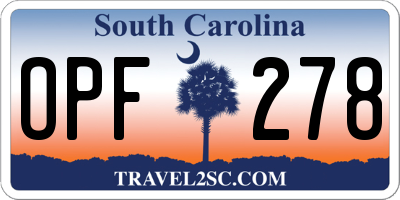 SC license plate OPF278