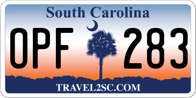 SC license plate OPF283