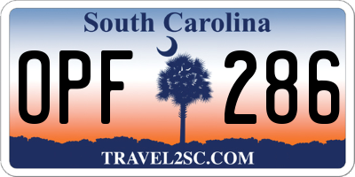 SC license plate OPF286