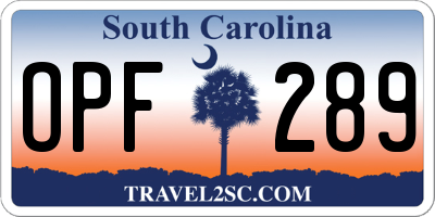 SC license plate OPF289