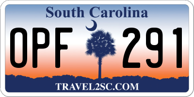 SC license plate OPF291