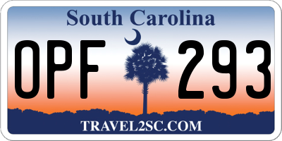 SC license plate OPF293