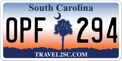 SC license plate OPF294