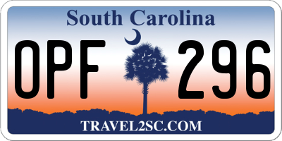 SC license plate OPF296