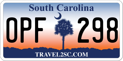 SC license plate OPF298