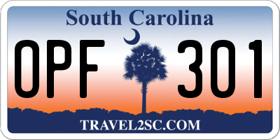 SC license plate OPF301