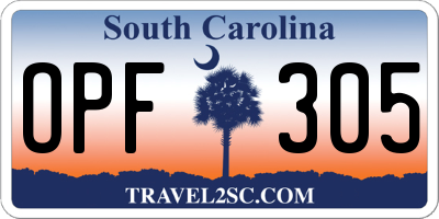 SC license plate OPF305