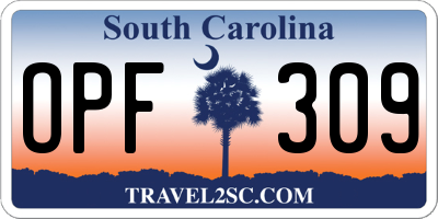 SC license plate OPF309