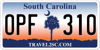 SC license plate OPF310