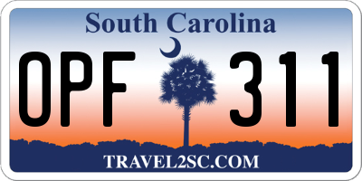 SC license plate OPF311