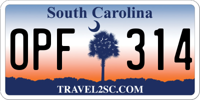 SC license plate OPF314