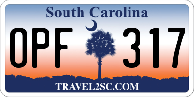 SC license plate OPF317