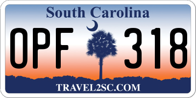 SC license plate OPF318