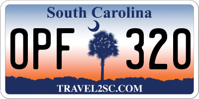 SC license plate OPF320