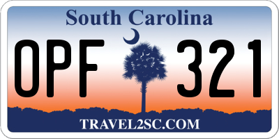 SC license plate OPF321