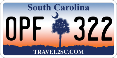 SC license plate OPF322