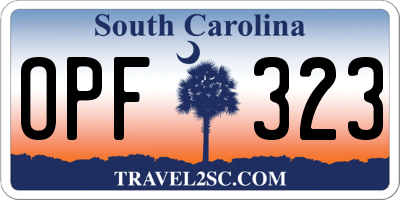 SC license plate OPF323