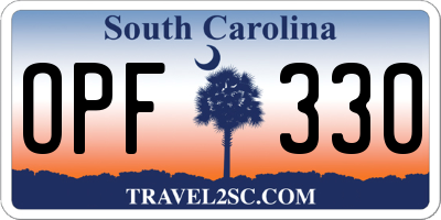 SC license plate OPF330