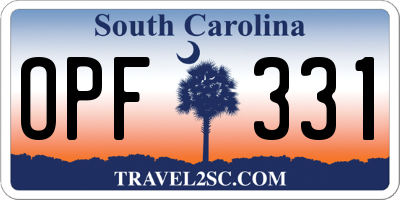 SC license plate OPF331