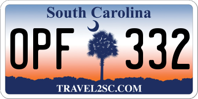SC license plate OPF332